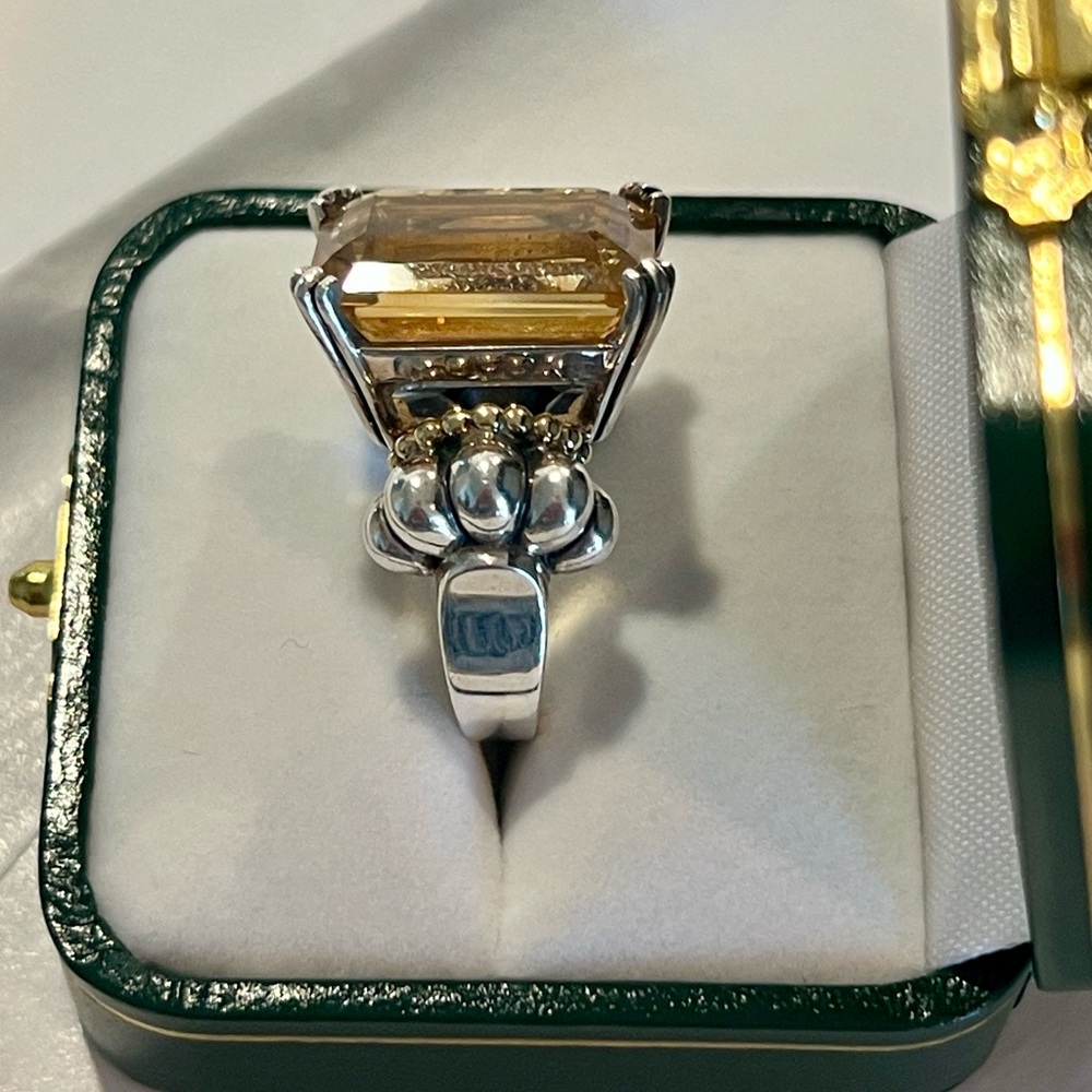 Lagos Silver and Gold Ring with Citrine Stone - Picture 4 of 6